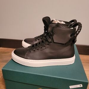Buscemi Black Leather High Top Sneakers 120mm Weave Black. Size 37.5. NWT